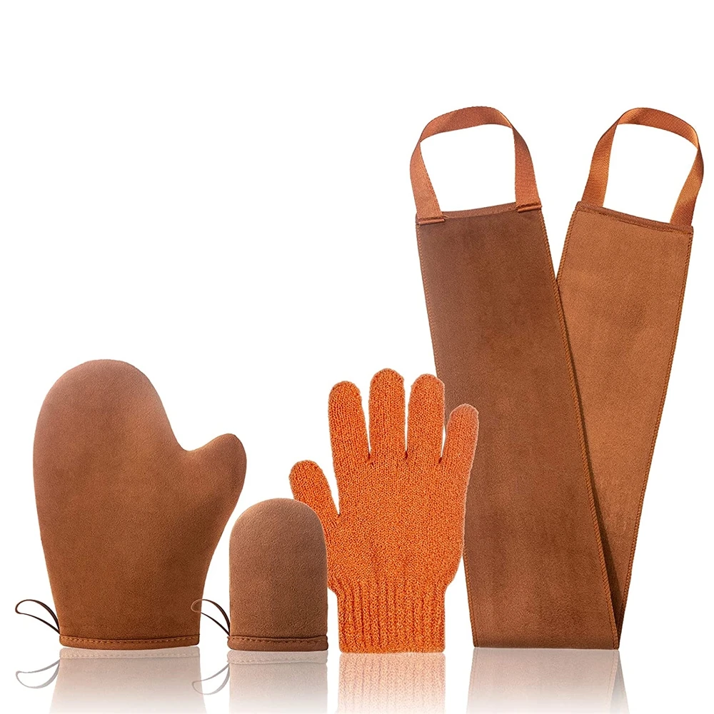 Double Sided Self Tanning Mitts Reusable Tanner Applicator Mittens Brown Tanner Mittens with Thumb