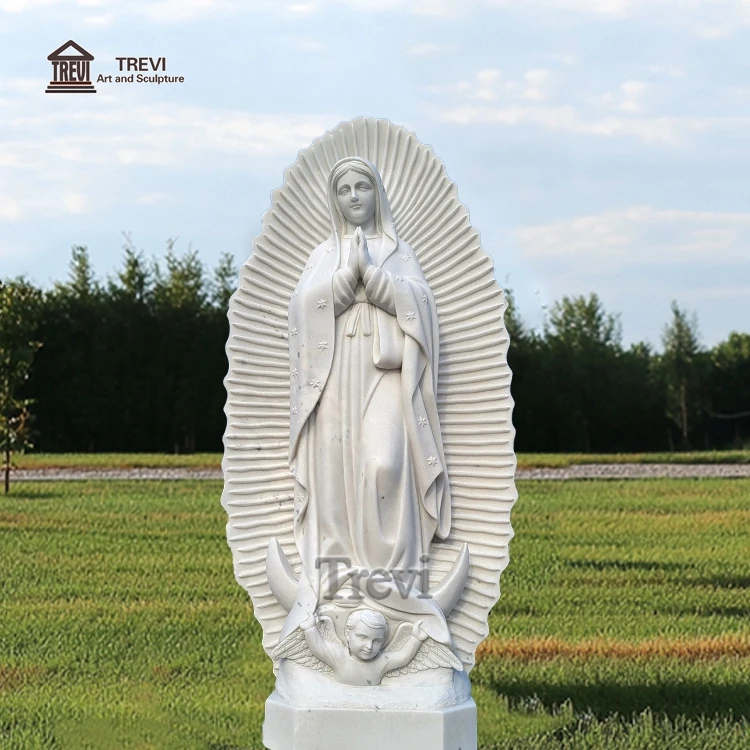 Ручная резная уличная Современная Садовая церковь Guadalupe мраморные каменные статуи Девы Марии для