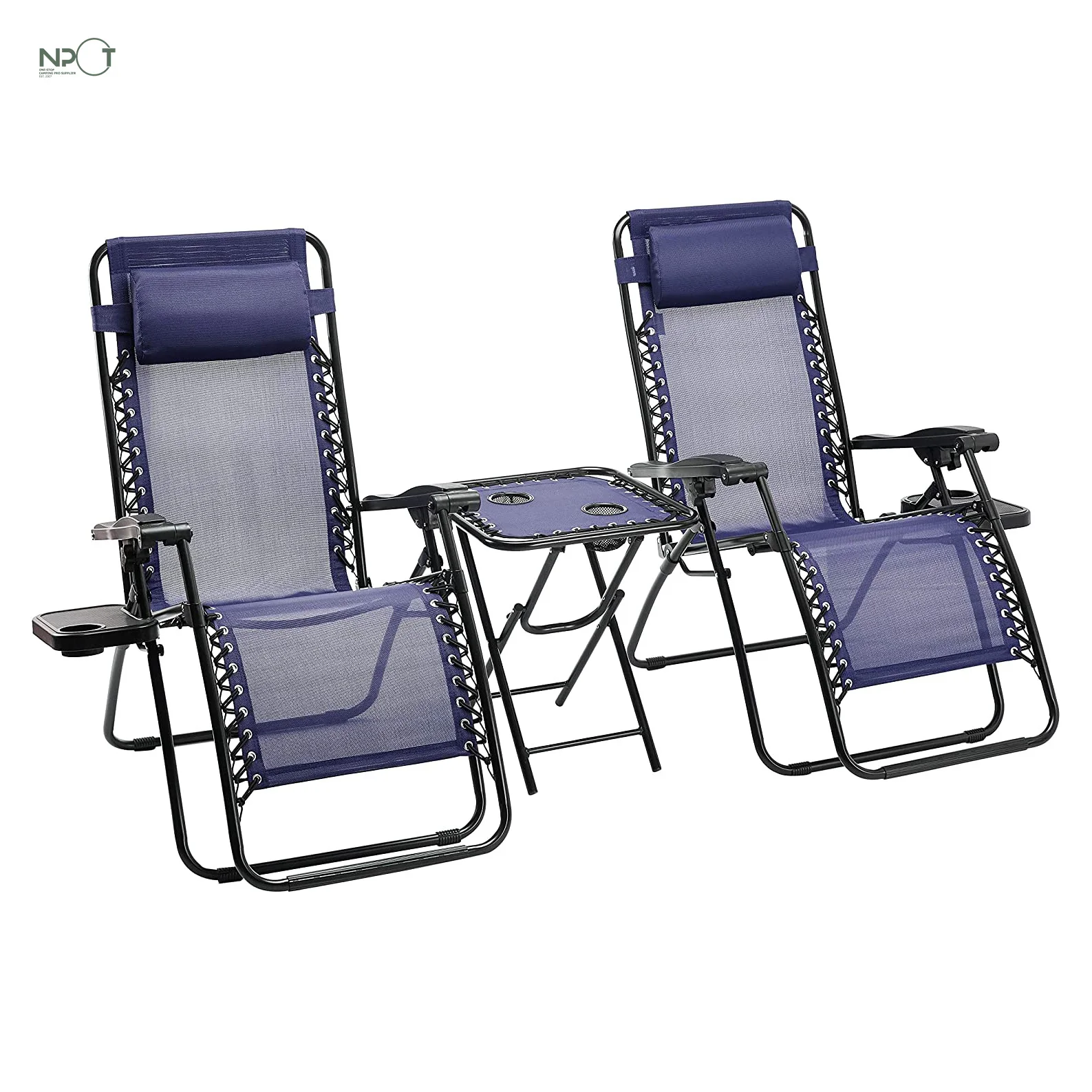 NPOT 2-pack Basics Zero Gravity Chair Recliner Chair with Extra Large Headrest,patio Outdoor Chairs with Side Table,folding