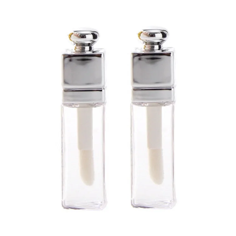 3ml square transparent plastic lip glaze empty tube hot silver mini DIY lip gloss tubes