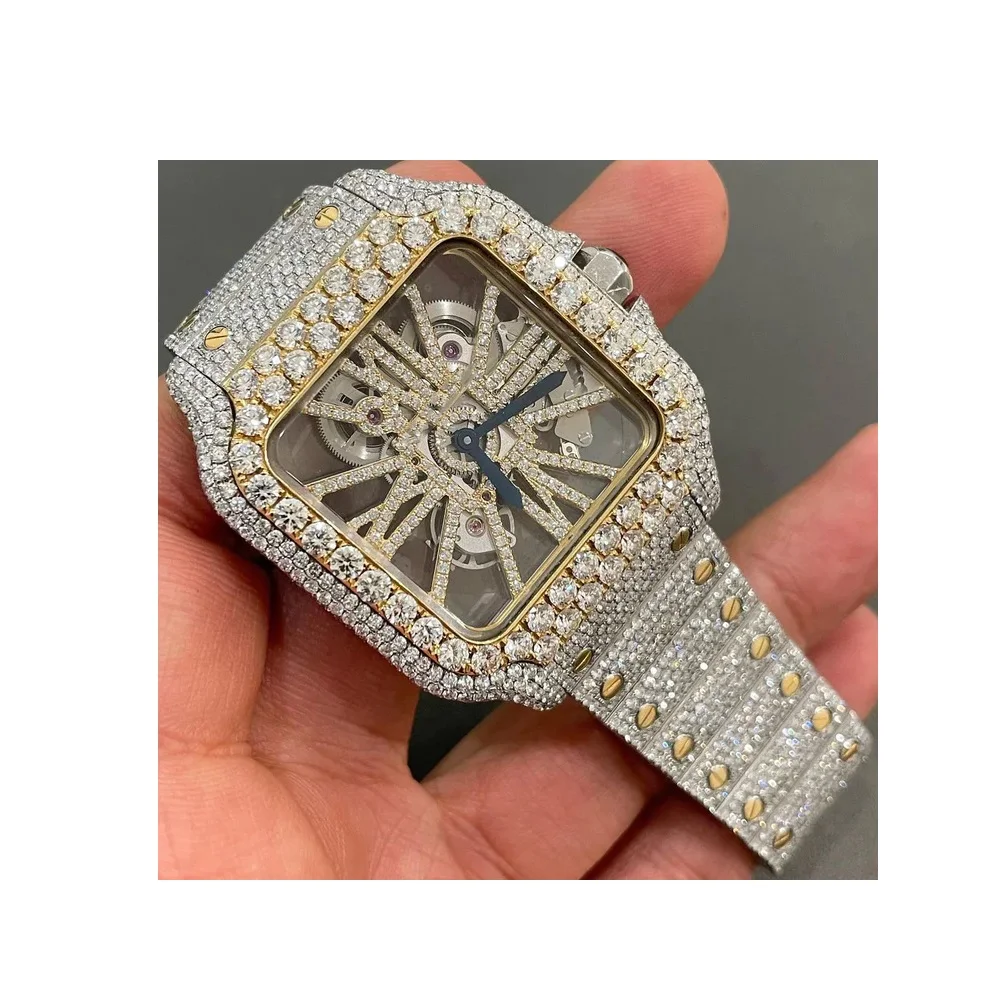 Wholesale Factory Supply Auto Date and Time Iced Out Diamond Watch for Gifting Propose from India Export