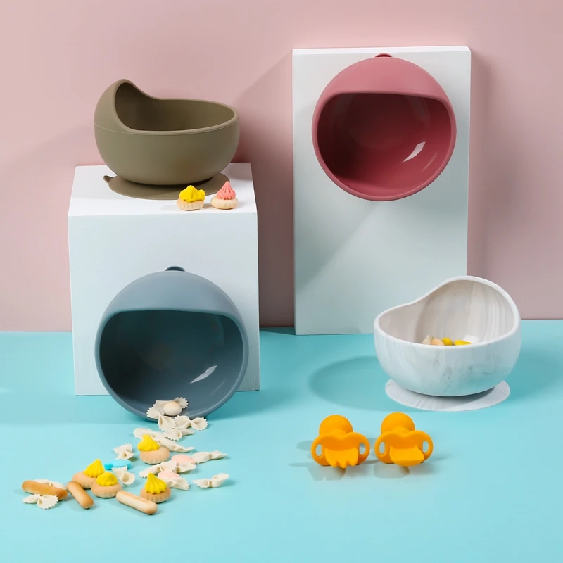2020 Amazon New Arrival 100 % Food Grade or LFGB Approved Non-slip Silicone Baby Suction Feeding Bowl for infant