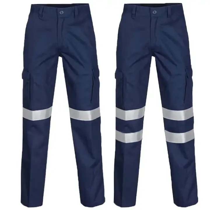 Wholesale polyester Mens Reflective Shirts and Pants Orange long sleeves  high quality safety work wear uniform for men