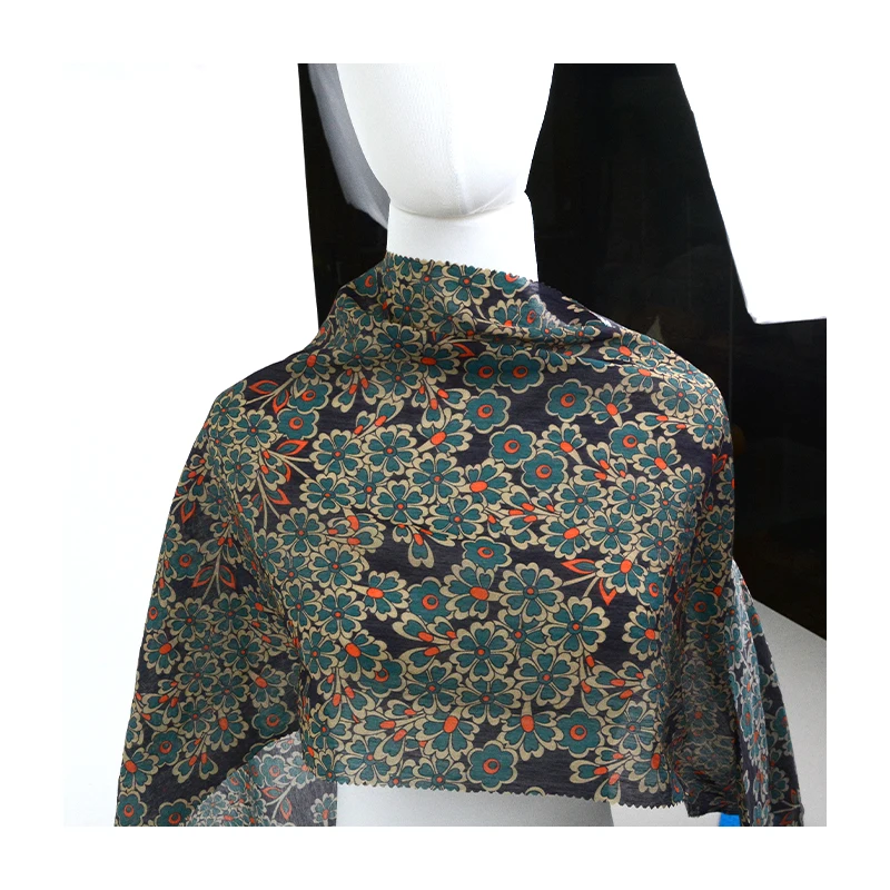 Digital Print Custom flower Design nylon sheer rayon voile designer brand fabric for womens skirt