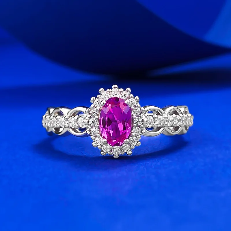 S925 серебряное кольцо новый продукт простой и универсальный стиль Instagram 4 Х6 розовое женские свадебные украшения оптовая продажа
