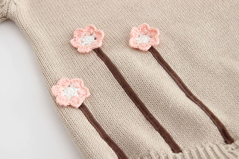 New Baby Girls Clothes Autumn Winter Rompers Soft Knitted Baby Clothes Fashionable Flower Baby Jumpsuit Girls Costumes