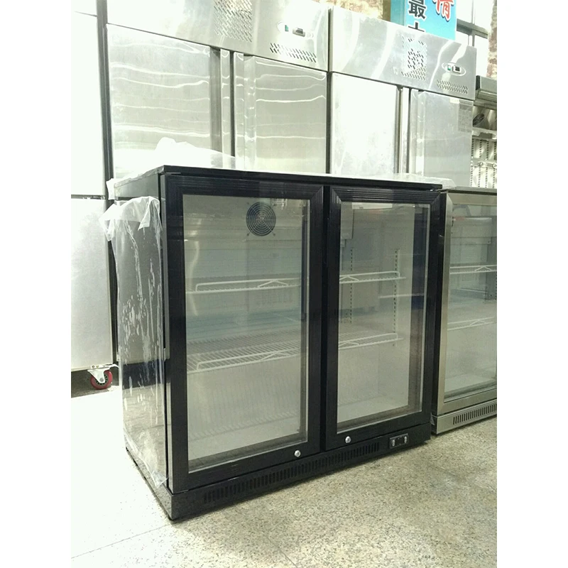 Double Glass Wholesale Commercial Freezer Fridge Back Bar Display Cooler Cabinet for Coffee Bar Shop