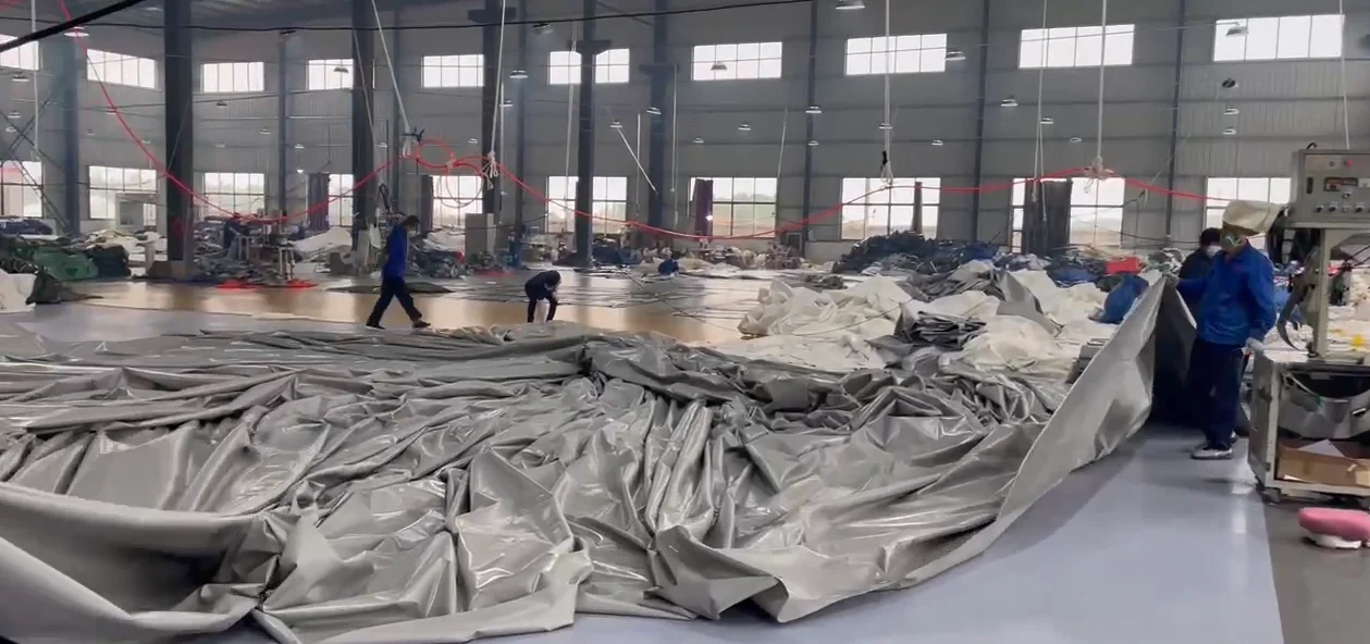 boat shelter, fabric covered port building for maintenance repair