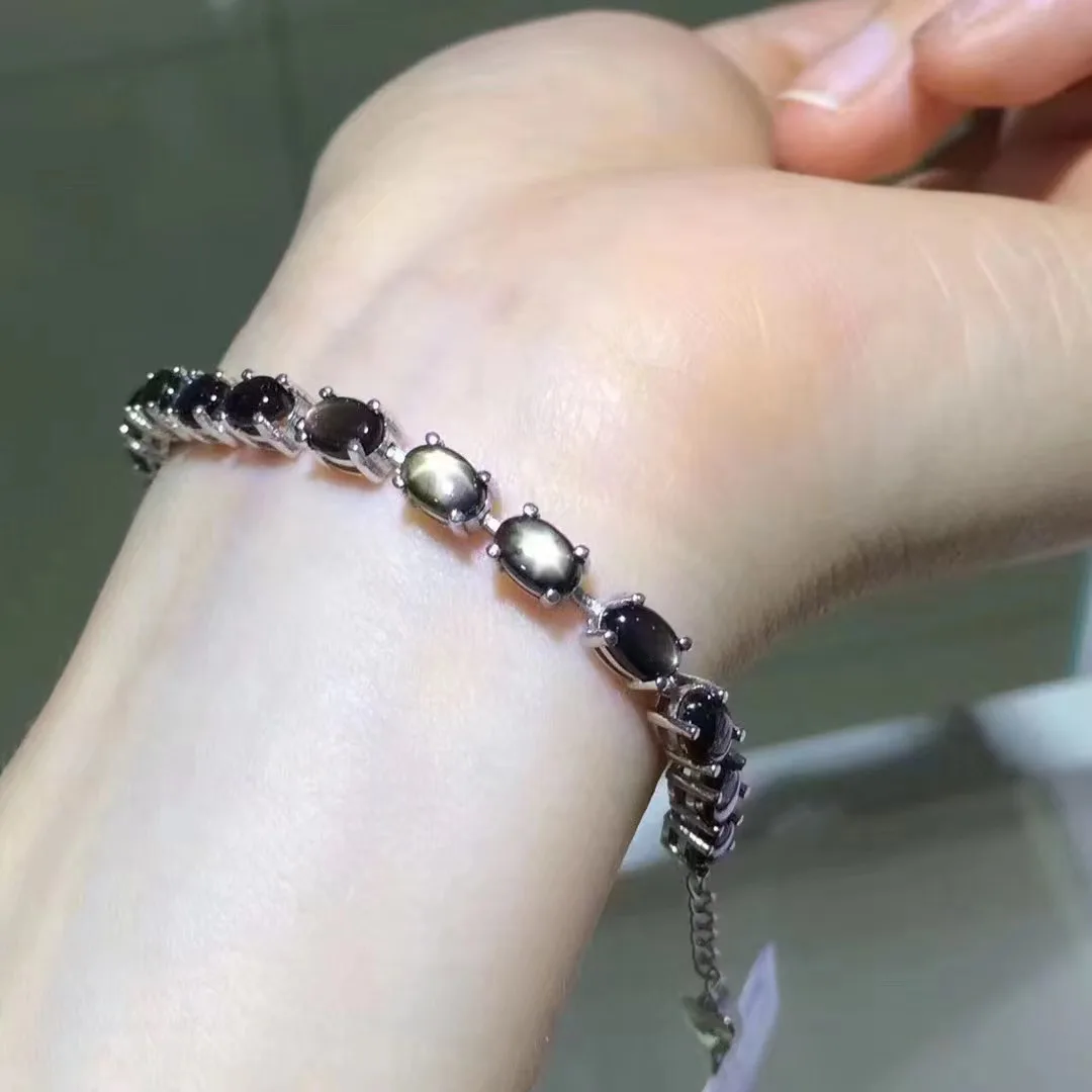 Hot Popular Hot Sell Custom Photo Designer 925 Sterling Silver  Natural Sapphire Bracelet