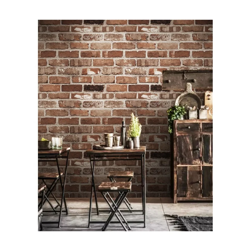 Restaurant Interior Wall Paper Brick Wallpaper 3D Rolls