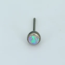Custom ASTM F136 Titanium G23 Body Jewelry Threadless Bezel Set Colorful Opal Basic Titanium Piercing Jewelry Tops