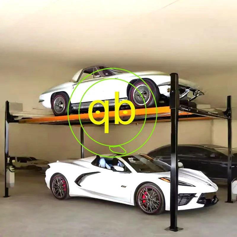 4-Post Two Layer Car Parking Lift System Mechanical Vehicle Garage Hydraulic 4 pole Parking Lift Equipment For House & Commerce