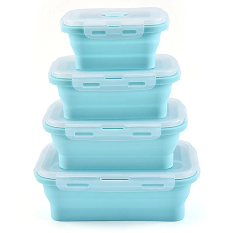 
Silicone fresh-keeping lunch box retractable silicone folding portable travel silicone lunch box 4-piece set 