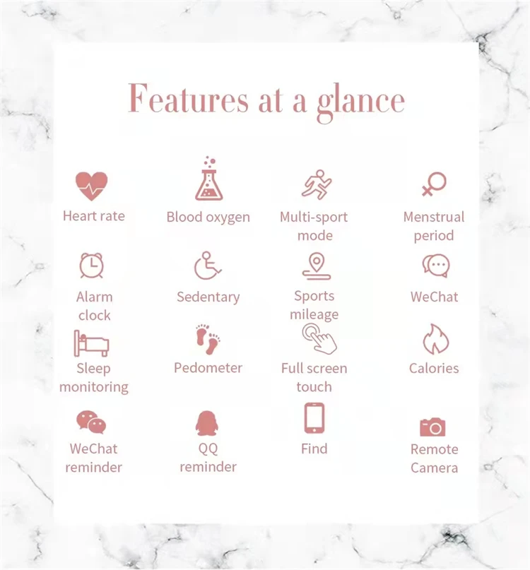 Lady smartwatch LW07 bracelet for android ios with Fitcloudpro APP and Heart rate blood pressure oxygen women smart band