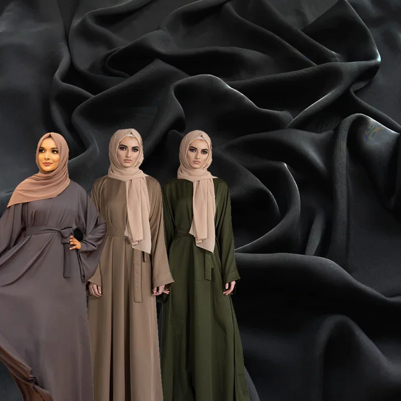2023 newest wholesale 100% polyester abaya fabrics nida black/formal black/ Muslim female dress dubai abaya