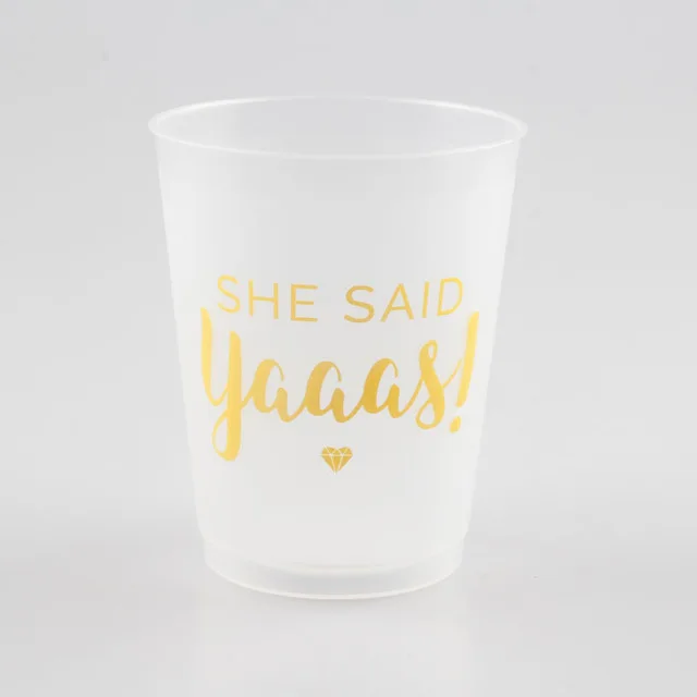 Clear Party Cups (16 pcs, 16 Oz.) - I Said Yaaas Style - Engagement Party Decoration and Bridal Shower Gift - Wedding Cup