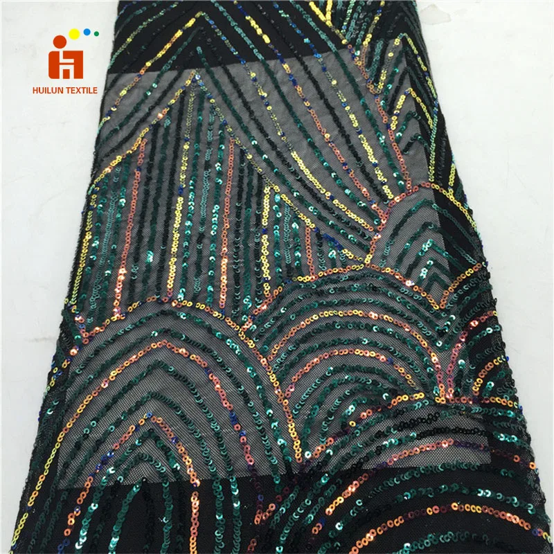 HLJ233 wholesale gold mesh 5mm sequin fabric for wedding party