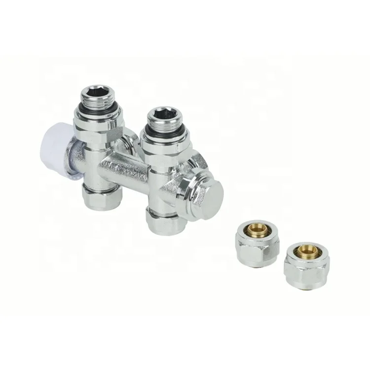 Lightweight Six-way Black Cover TRV Brass Temperature Control H Valve For Towel Radiator