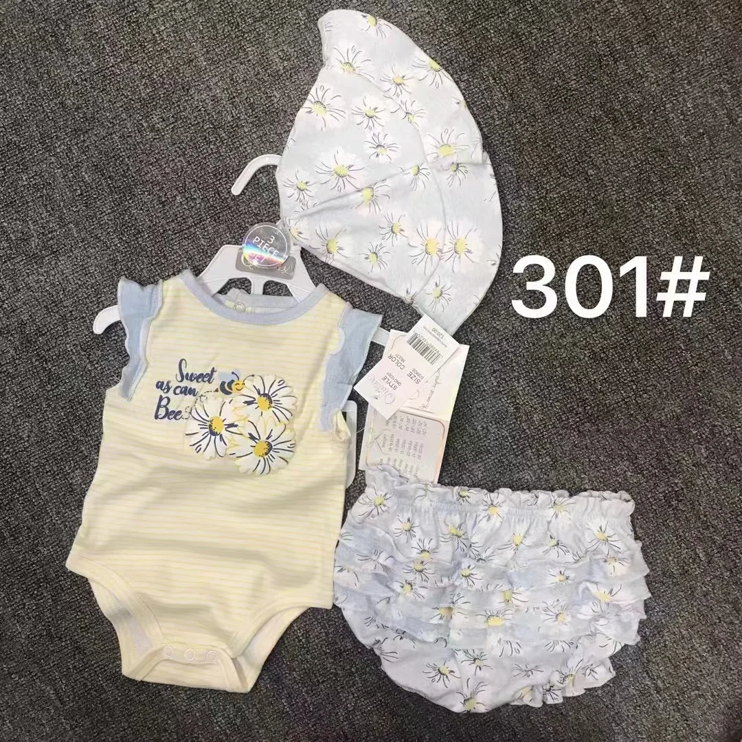 Overrun Goods Newborn  Cotton Romper With Hat Underwear  Gift Set For 0-2 Y Baby Girl  A0712205