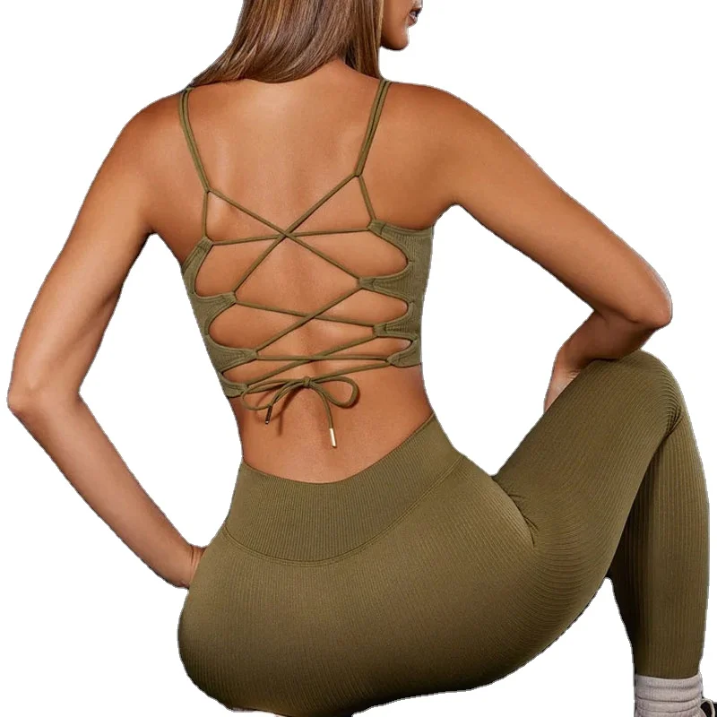 High Quality Quick Dry Backless Sexy Breathable Four Way Stretch Sports Running Yoga Bra