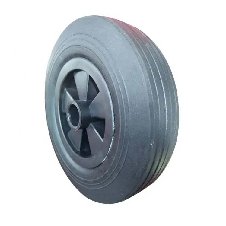 High Quality 8 inch Trolley Front Wheel Plastic Solid Rubber Powder Tire