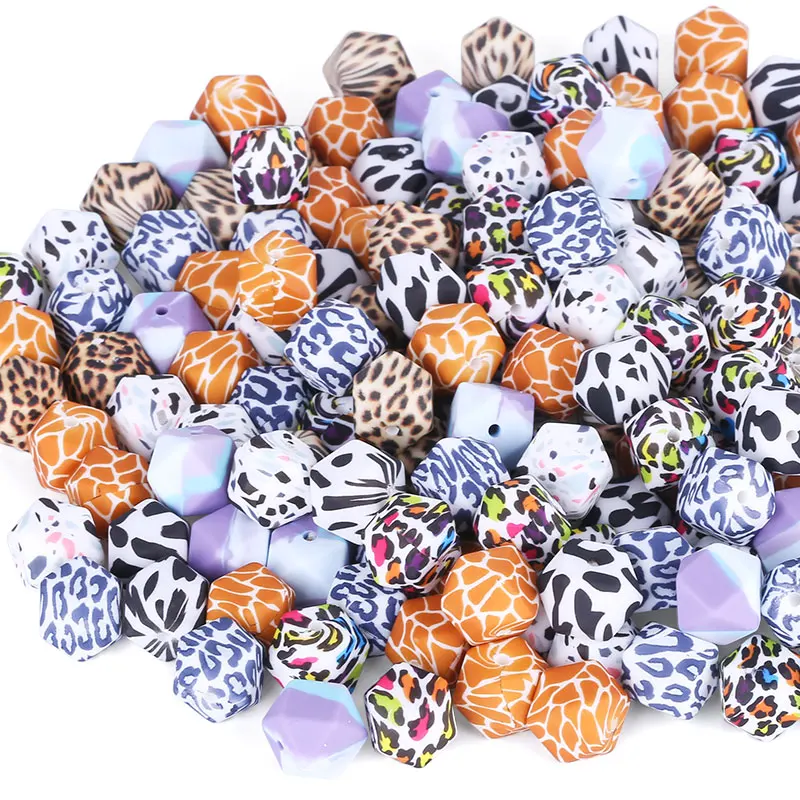 Customized Pearl Oyster Food Grade Teething Bead Flat Hexagon Silicone Beads For Necklace