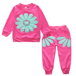 Spring flower print kids jogger suit sweatsuit set toddler clothing toddler girl clothes
