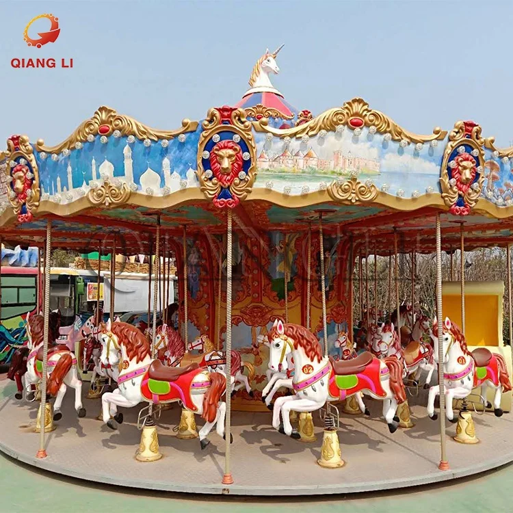 Mini carousel with trailer Theme park carousel for sale used carousel machine