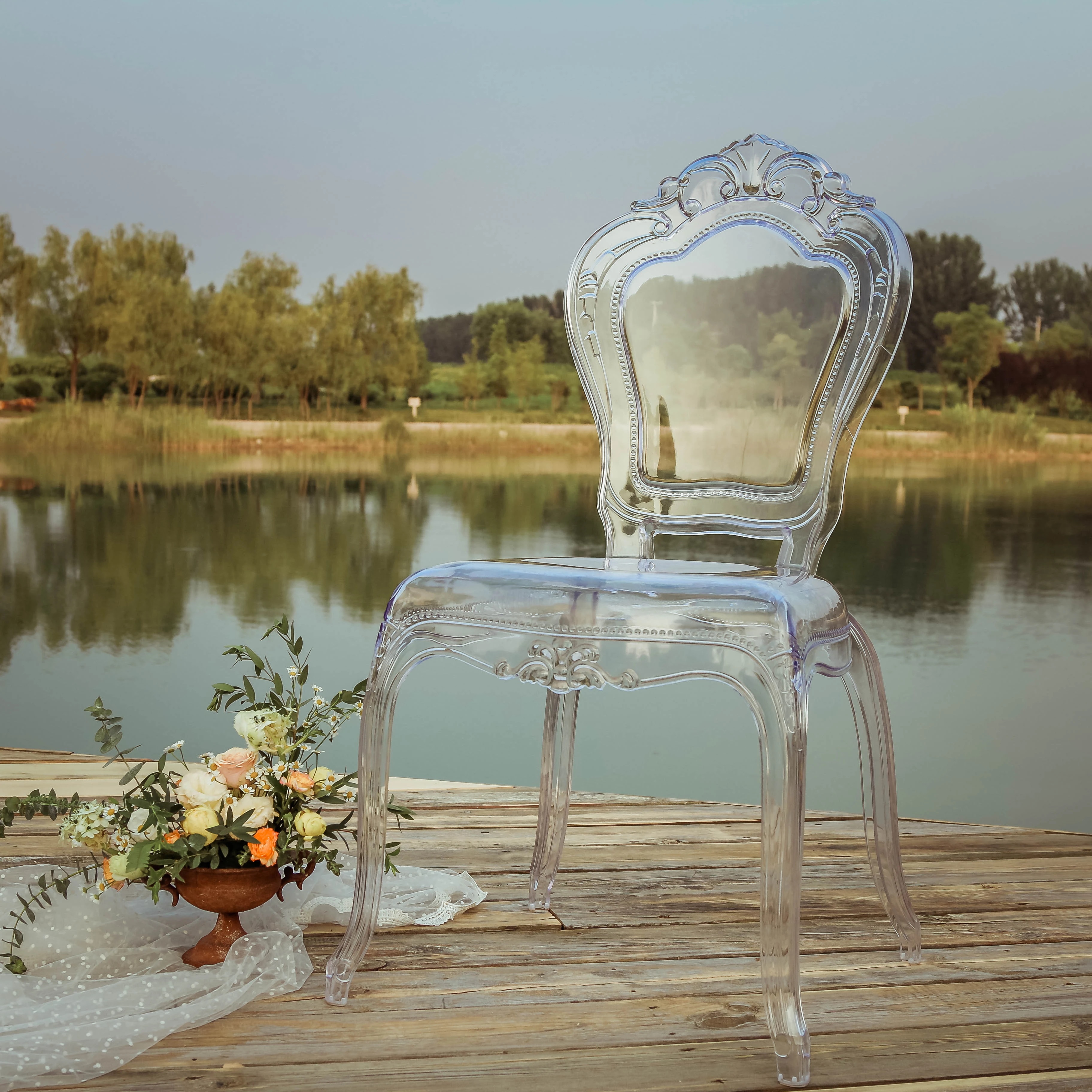 Rental Crystal Clear Wedding Bella Princess Chairs for Outdoor Party Banquet