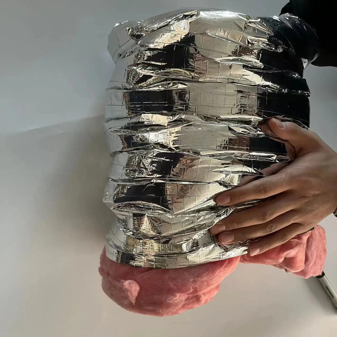 R4/ R6/ R8  HVAC fittings insulated fireproof double aluminum reinforced glass fiber insulation pipe