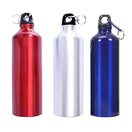 Custom single wall  key chain travelling red blue Electroplate aluminum sports drink bottle 500ml aluminum water bottle 750ml