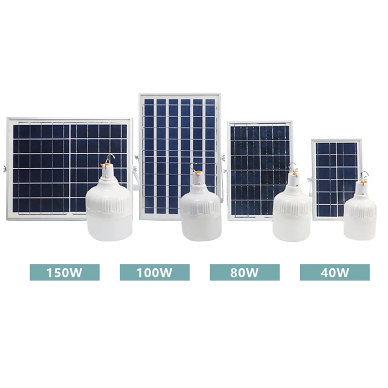 
Wholesale low price outdoor remote control portable 40W 80W 100W 150W rechargeable solar light bulb 