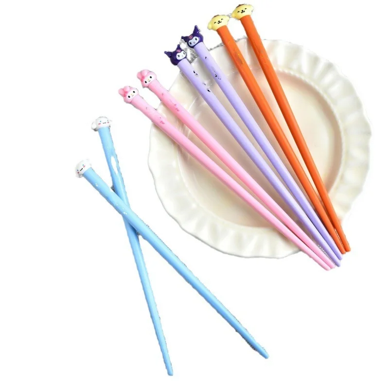 Run Sanrioed Chopsticks Kawaii Melody Child Tableware Anime Kulomi Cutlery Cartoon Portable Tableware Cute Kitchen Supplies Gift