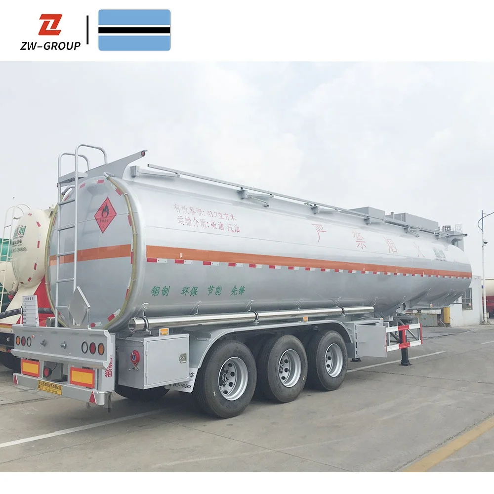 ZW Group 3/4 Axle 45000L Petrol Gasoline Transport LPG LNG Aluminum stainless steel fuel tanker semi trailer for Zimbabwe