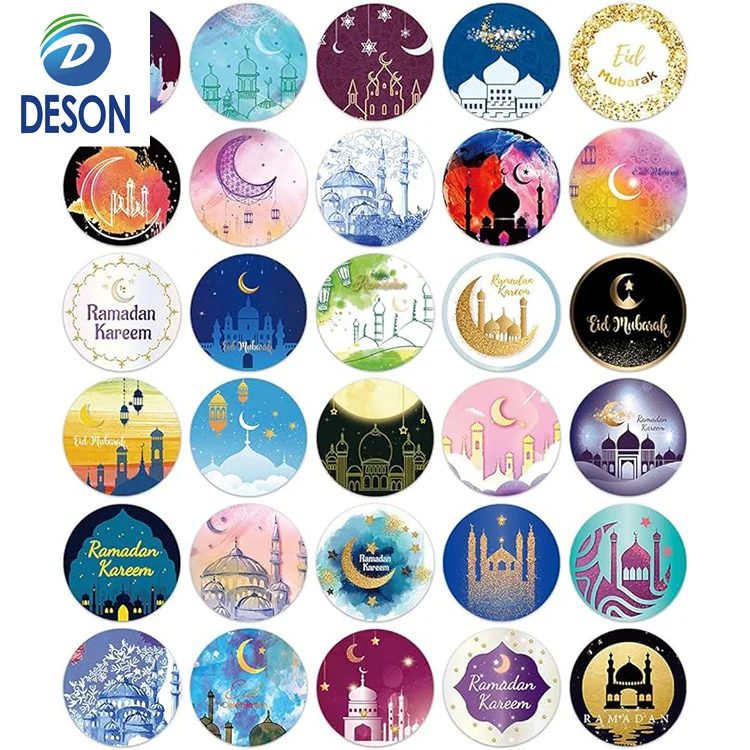 Клейкая Этикетка Deson Ramadan Kareem с индивидуальным логотипом виниловые акриловые прозрачные светящиеся наклейки из ПВХ
