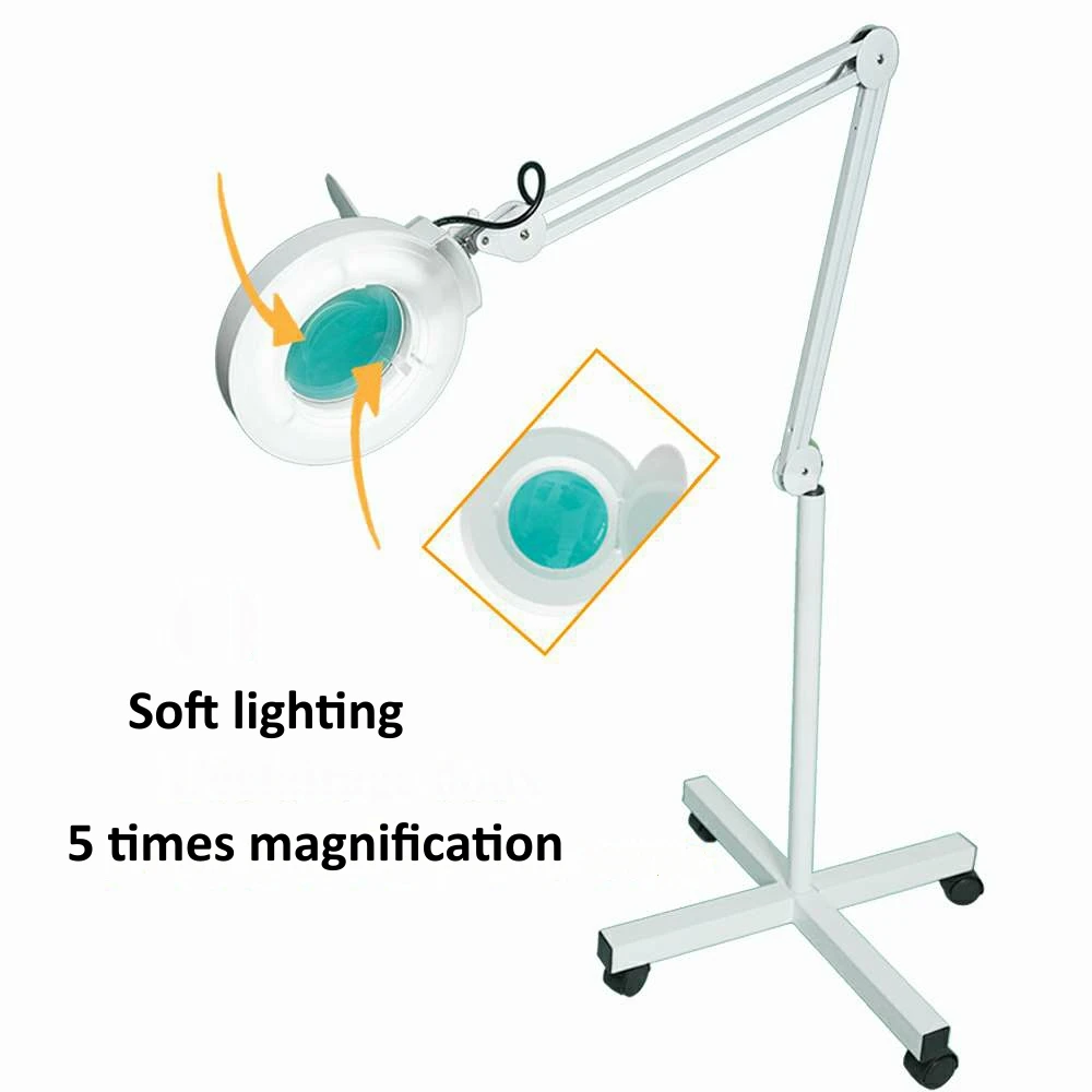 Concise Home magnifying lens lamp led cosmetic magnifier with stand 5X professional magnifying lamp glasses