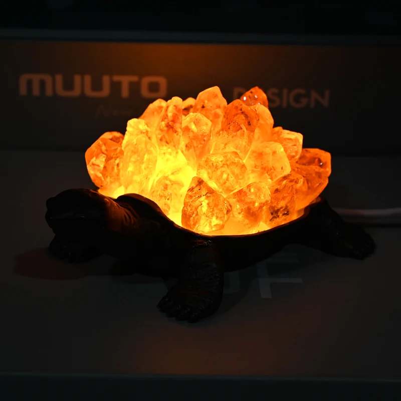 New Product High Quality crystal cluster carved healing stone  Turtle cluster lamp for ambient lighting decoration
