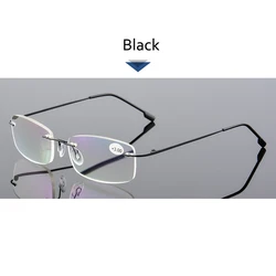 Wholesale Fashion Ultralight Presbyopic Eyeglasses TR90 Memory Titanium Rimless Reading Glasses For Men Women