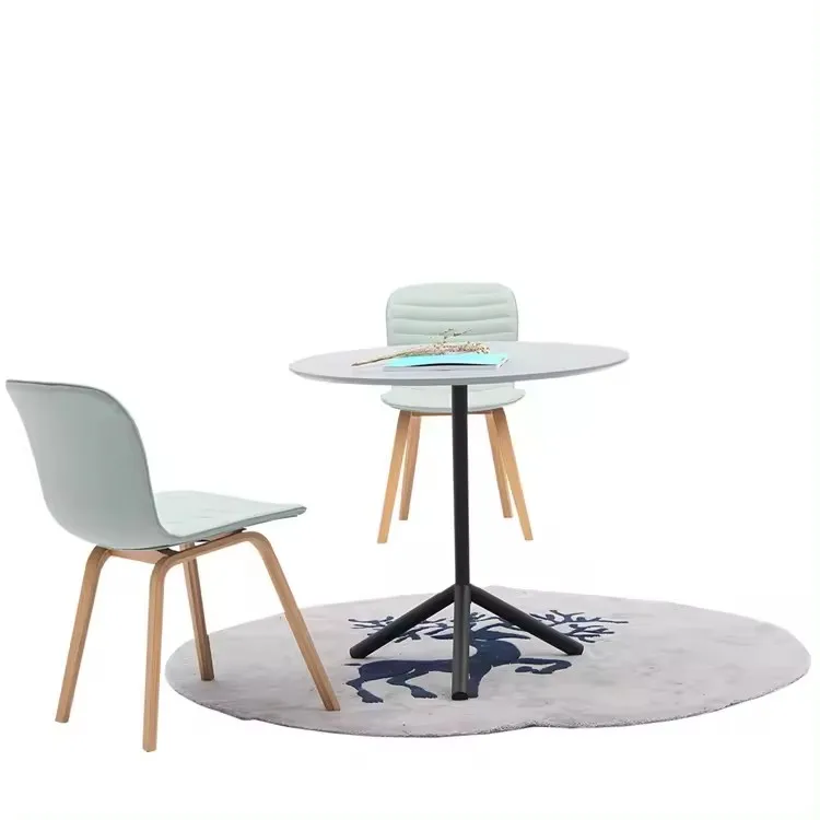 Modern Classic Curved Edges Soft Fabric Upholstered Dining Chairs With Wooden Legs