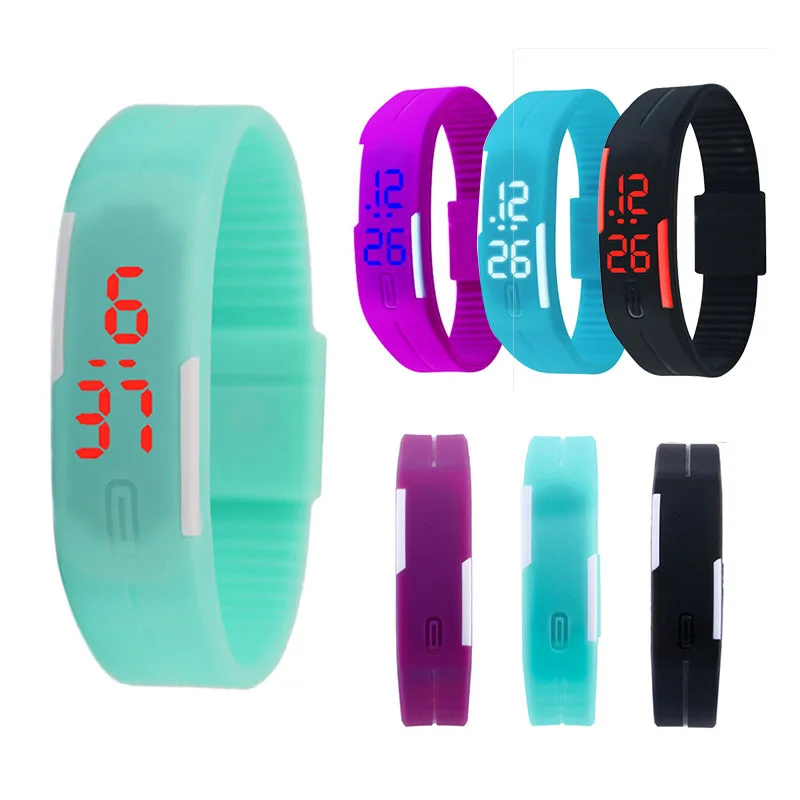 Silicone rubber unisex LED wrist bracelet digital wristwatch touch screen LED bracelet sport watch