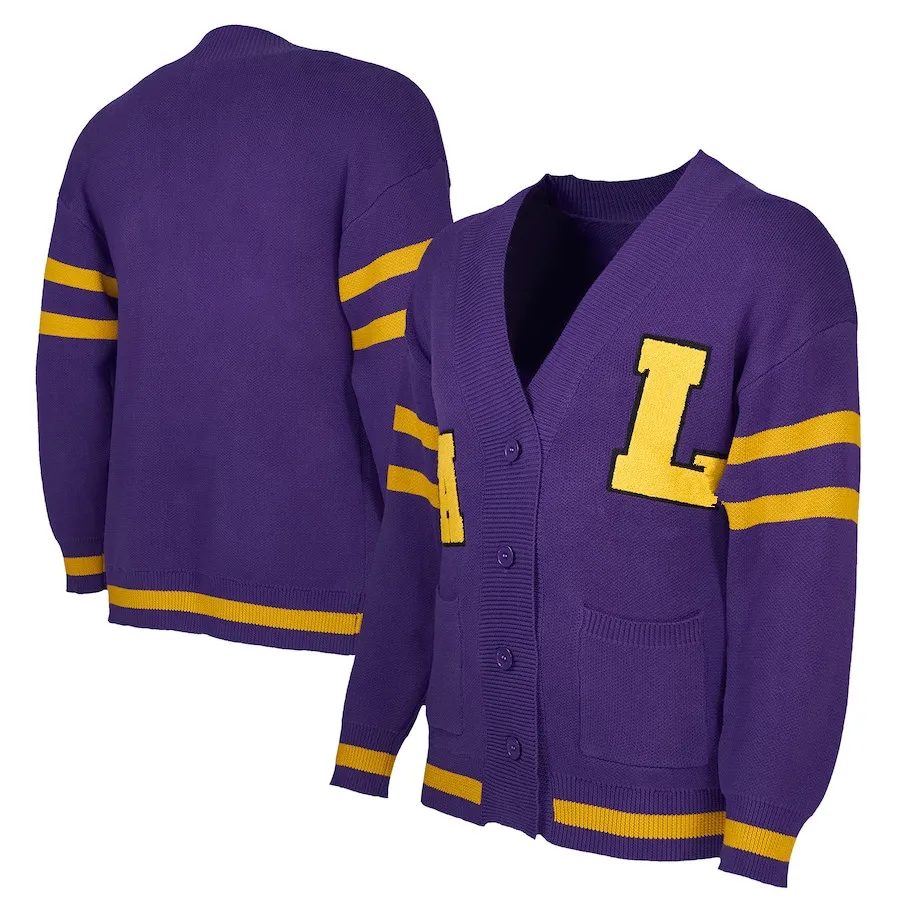 Custom Clothing Manufacturers Men Classic Long Sleeve Uniform Color Block Knit Sweater Button V Neck Unisex Cardigan Sweater