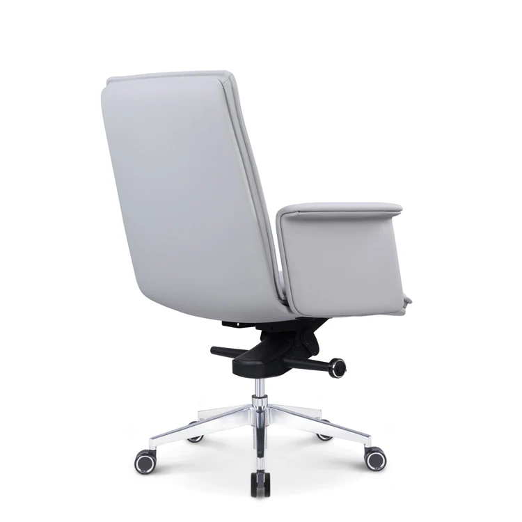 Swivel chair office furniture ergonomic gas lift gray leather high back office chair