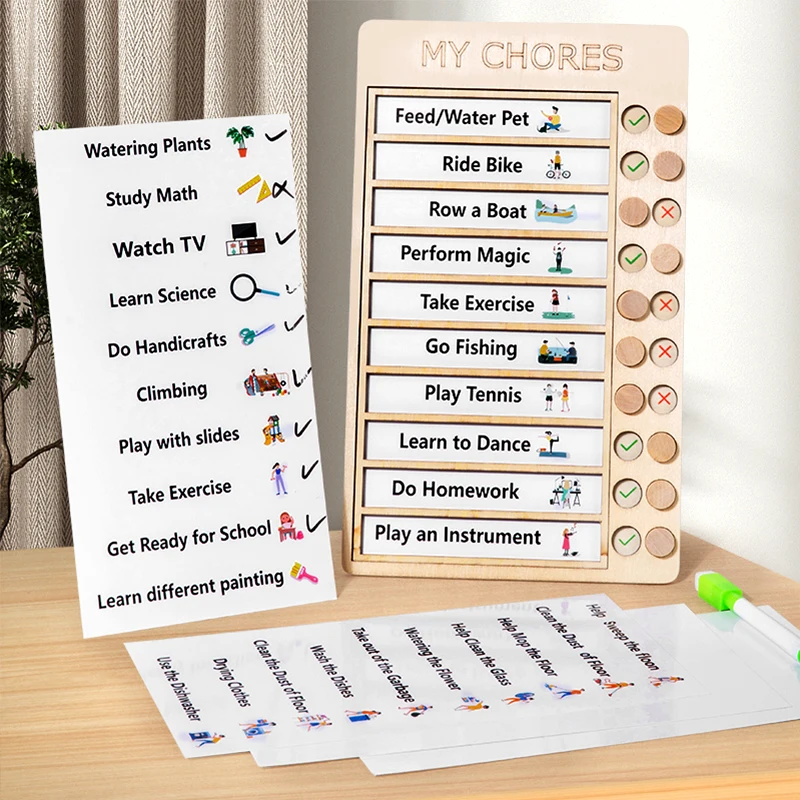 Unisex Educational Punch Board for Children Self-Discipline Habit Development Plan Completion for 2-4 Years and 5-7 Years