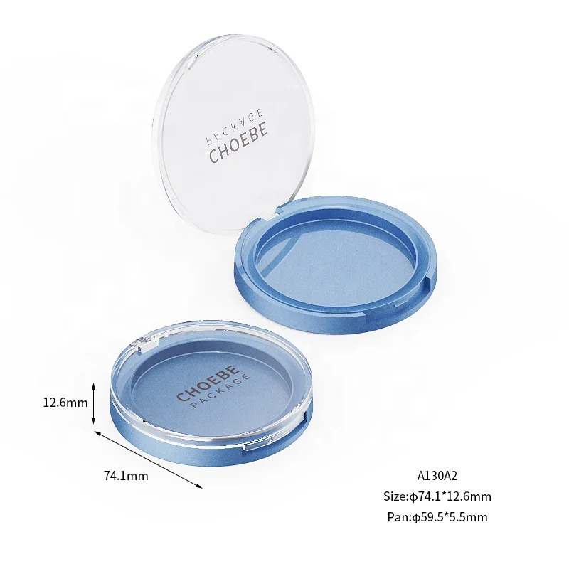 Eco Friendly Plastic Material Round Compact Pressed Powder Packaging Empty  Single Color Eye Shadow Palettes