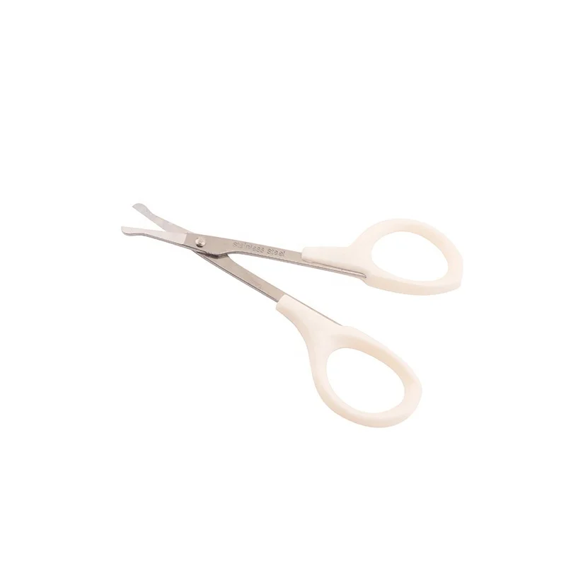 Value Fashion Stainless Steel Round Head Manual Eyebrow Round Nose Hair Safety Scissors Makeup Brush Set