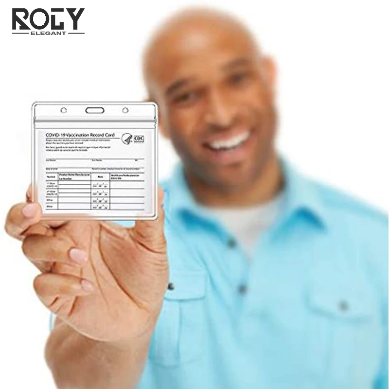 
Amazon Custom Waterproof Horizontal 4X3Inches Soft pvc Record Protector Id Card Name Tag Designer Card Holder 