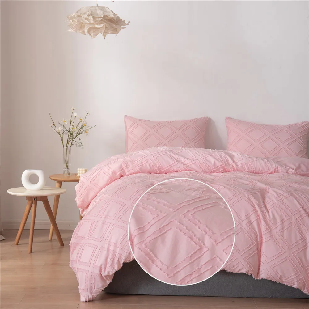  Custom bedroom comforter sets designer bedding set boho tassel textured tufted duvet
