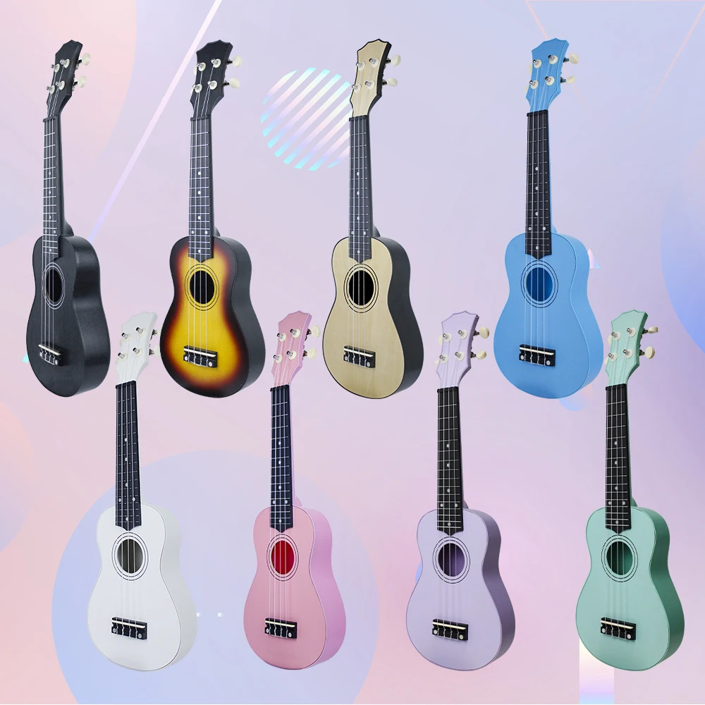 21 Inch Plastic Ukulele 4 Strings Ukulele Bass Guitar for Kids Gift Musical Instrument Wood Color