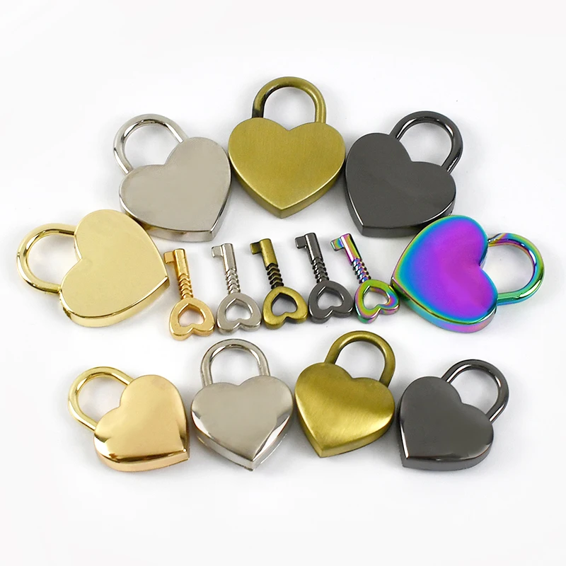 MeeTee BF946 25*34mm Heart-shaped Lock Handbag Hardware Accessories Keyless Decorative Lock High Quality Zinc Alloy Spring Lock