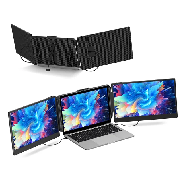S2 Triple Monitor for Laptop 14' Monitor Extender Plug and Play 1080P HD Portable Laptop Screen Extender for 13-17.3' Laptops